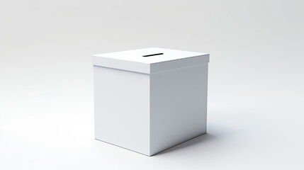 White voting box for elections on white background. - obrazy, fototapety, plakaty