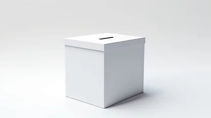Foto op Canvas White voting box for elections on white background. © OleksandrZastrozhnov