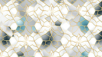 3d Mural Wallpaper For Wall Images 3d illustration futuristic honeycomb mosaic white and gold background..AI Generative  