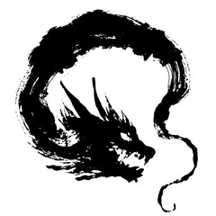 Obraz premium 龍・ドラゴンの墨絵風イラスト素材 ベクター