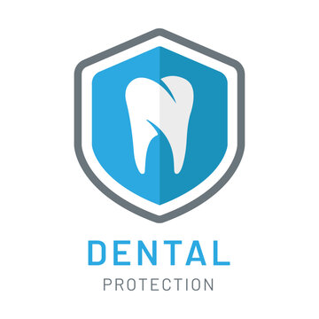 Dental protection vector icon with tooth symbol.