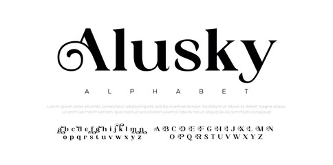 Alusky Abstract modern urban alphabet fonts. Typography sport, technology, fashion, digital, future creative logo font. vector illustration - obrazy, fototapety, plakaty