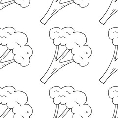 Seamless vector hand drawn broccoli pattern