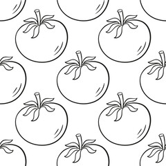 Seamless vector hand drawn tomato pattern