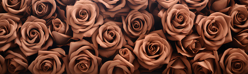 Brown roses background. Beautiful flowers for valentine's day. Colorful background.