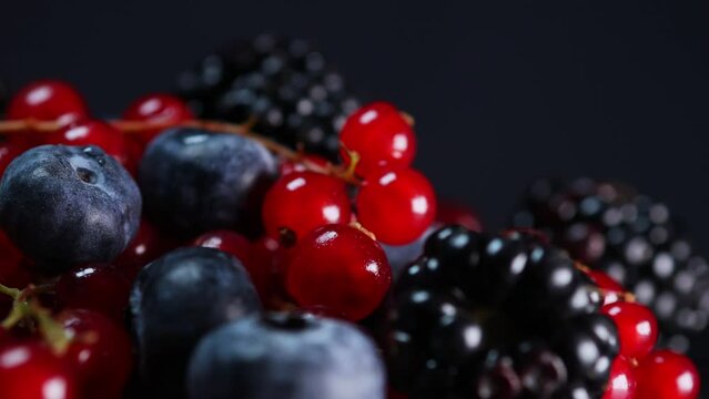 delicous mixed berries in a close up video 4k 30fps