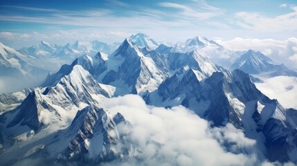Fototapeta na wymiar Himalayas mountains, bird's eye view