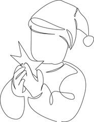 a small child in a Santa Claus hat holds a star in his hands