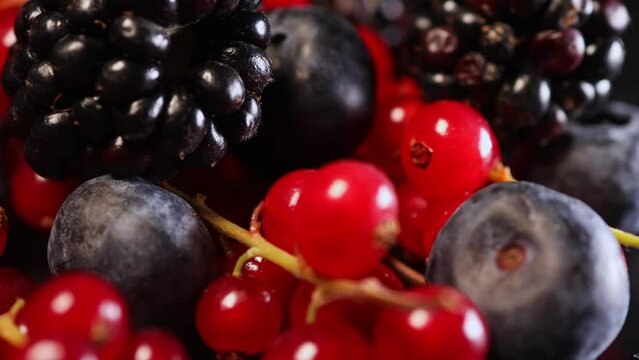 delicous mixed berries in a close up video 4k 30fps