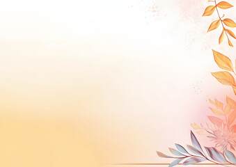 Abstract Yellow flower and botanical leaves background. VIP Invitation and celebration card.