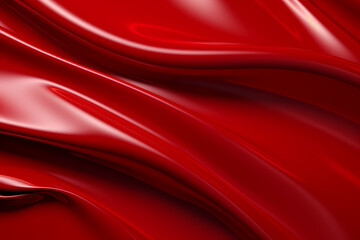 abstract red background with smooth lines and waves, Generative Ai - obrazy, fototapety, plakaty