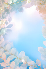 Abstract Cerulean color Foliage background. VIP Invitation and celebration card.