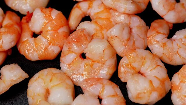 fresh peeled shrimps closep up 4k 30fps video