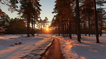 A first person view of walking through a snow-covered forest ,Winter Landscape,Panaromic Image