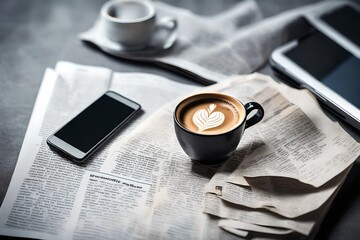 cup of coffee and newspaper - Powered by Adobe