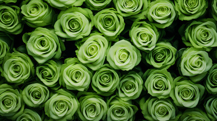 Green roses background. Beautiful flowers for valentine's day. Colorful background.
