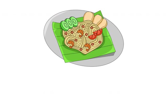 Animation of the Acehnese noodle icon, typical of Indonesian Aceh