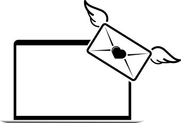 vector illustration of tablet and message on transparent background