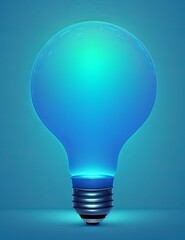 Light bulb icon on blue background | Creative light bulb abstract on glowing blue background