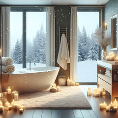 bathroom with snow and window