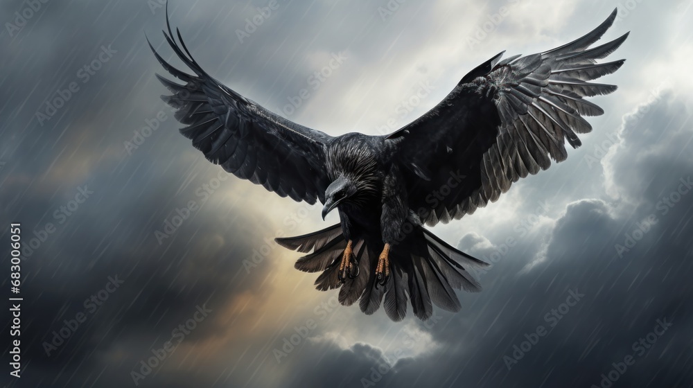 Poster a bird that is flying in the air with it's wings wide open and it's wings wide open.