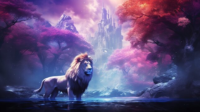 Narnia world with an abstract and beautiful nature and objects with colorful effects, abstraction nature and wildlife