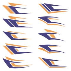 Fototapeta premium Collection of racing style abstract striped car wrap decal
