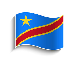 Vector Democratic Republic of the Congo waving Flag Icon