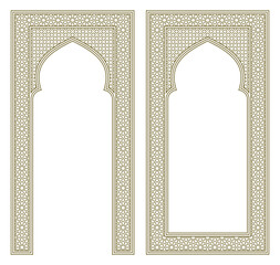 Set two Rectangular frames of the Arabic pattern with proportion 2x1	
