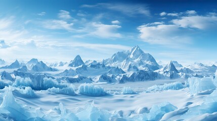 Obraz premium A winter morning on a mountaintop with a view of snow-capp ,Winter Landscape,Panaromic Image