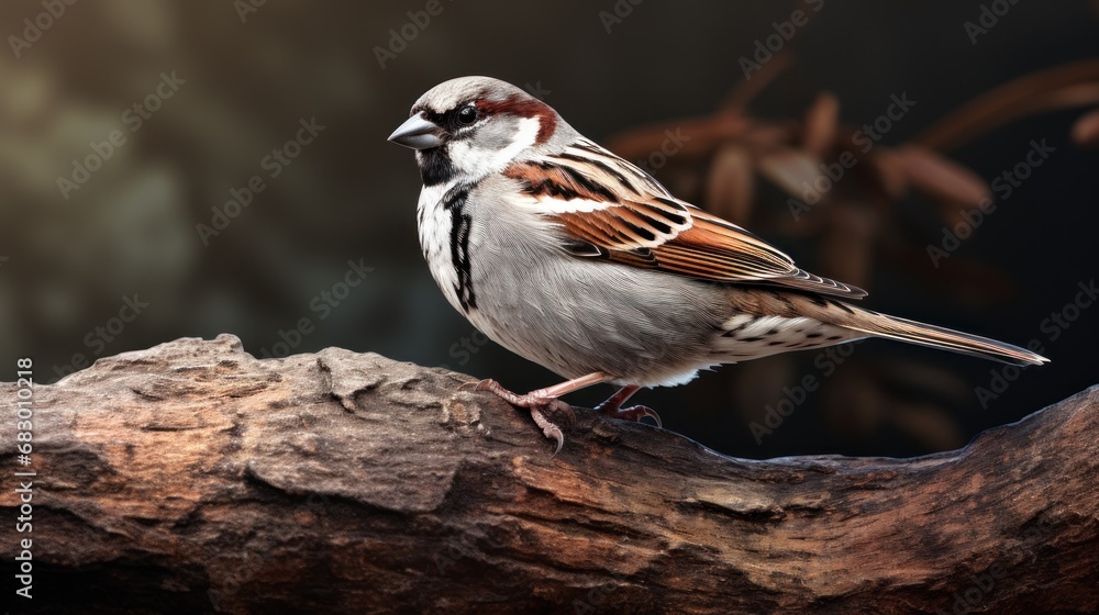 Poster a close up of a bird on a branch of a tree with a blurry back ground in the background.