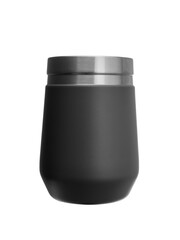 Stainless steel coffee mug isolated on white background     