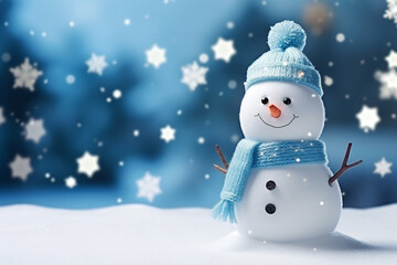 Snowman Christmas card template mockup