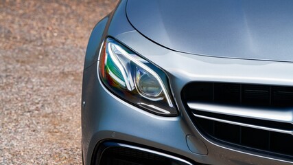 Passenger side headlight on a car
