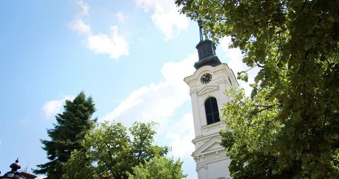 A timelapse of the Serbian Orthodox church in Sremski Karlovci as the day unfolds