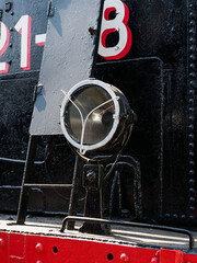 headlight on an old locomotive close up