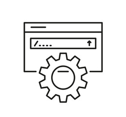 Prompt engineering. Line vector icon. Symbol of human-AI communication using api. Programming instruction for ai model. Sign of writing task for artificial intelligence app.