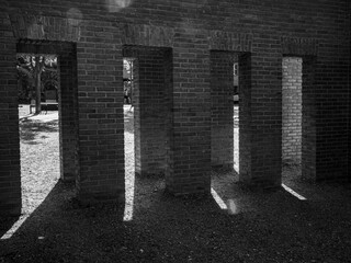 Shadows from a brick wall 