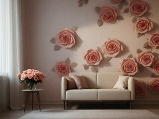 Play with lighting to create a shadow effect of roses on the wall. This can add a subtle and artistic touch to the background.