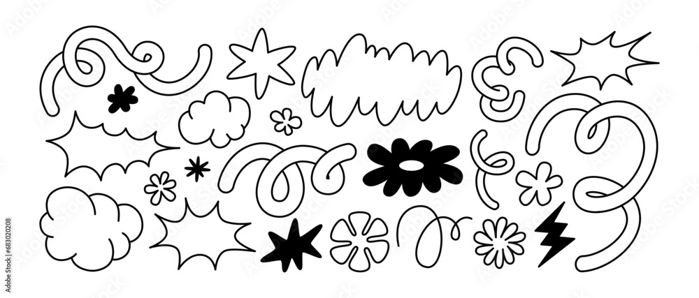 Poster vector set of minimalist design elements, flowers - abstract background elements for branding, packa