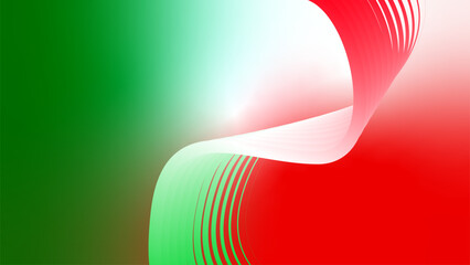 red white green flag colour gradient background abstract wavy tech lines  - obrazy, fototapety, plakaty