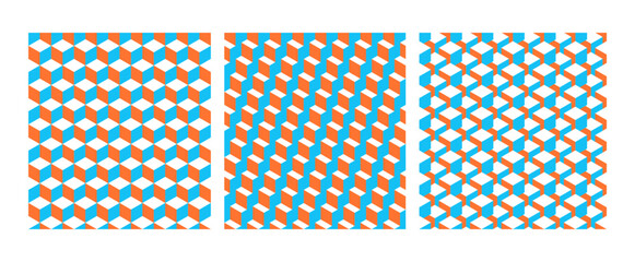 Colorful seamless background with geometric shapes in isometry. Vector pattern with simple shapes.