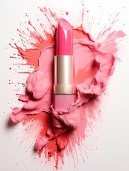 pink lipstick with a splash of pink color