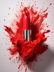 red lipstick with a splash of red color