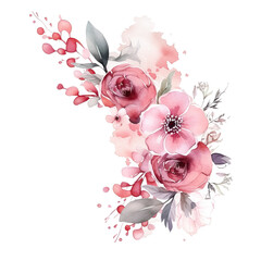 water color pink flower bouquet  edge