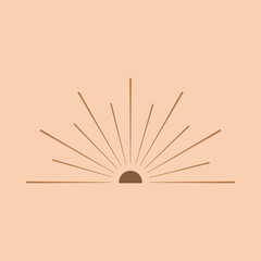 Beams of Light, Sun, Sunrise, Sunset, Sunburst. Geometric form, modern round shape.