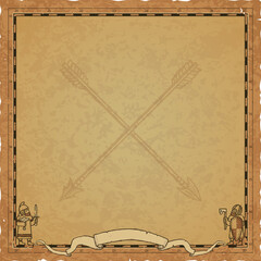 Square Map Frame with Viking Warriors and Crossed Arrows