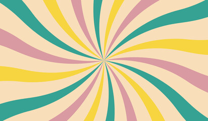 Sunburst retro 60s 70s abstract colorful background. Vector illustration