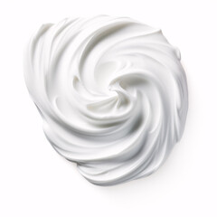 Isolated white mousse cleanser foam, used for shaving, on a white background.