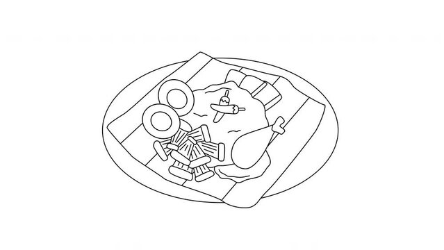 Animation of a sketch of the typical Indonesian food gudeg rice icon
